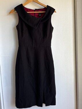 White House Black Market Black Sheath Dress Portrait Collar Size 00